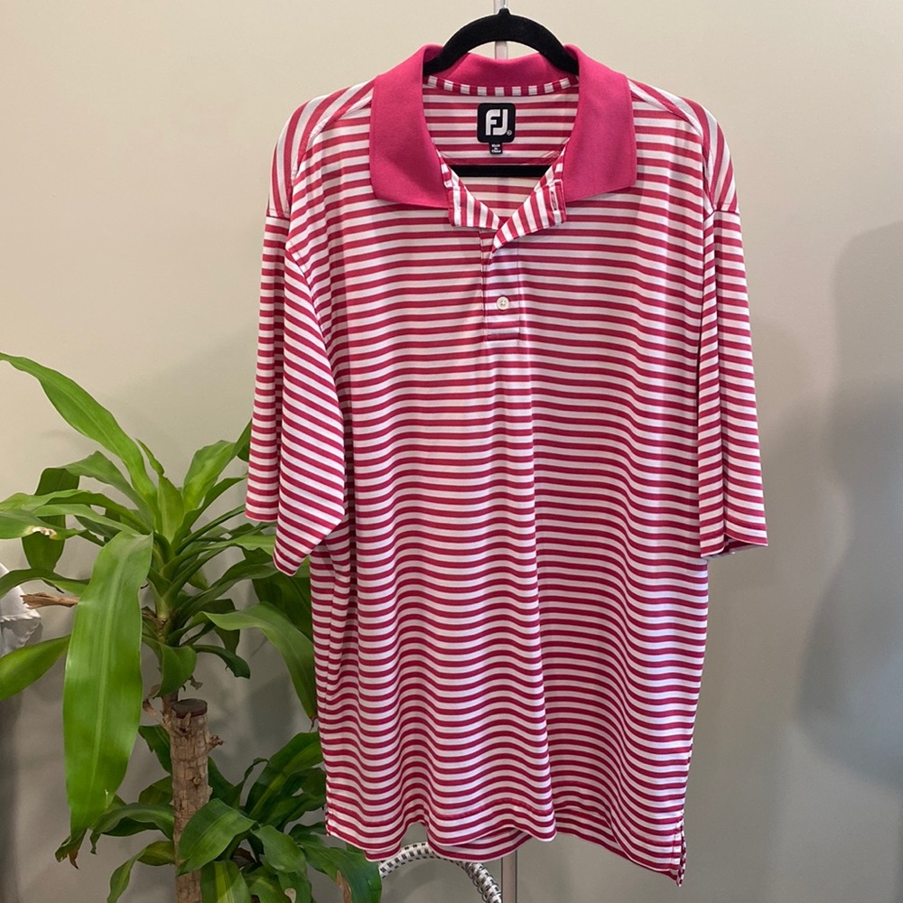 FootJoy Pink Striped Golf Polo Shirt